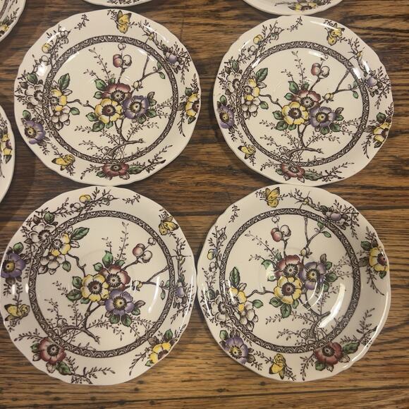 8 sets - 16 Pc - Alfred Meakin Medway dark brown Floral Cups & Saucers BUTTERFLY - Picture 9 of 16
